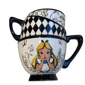 Disney Alice in Wonderland Monochrome Stacked Teacups Sculpted Ceramic Mug